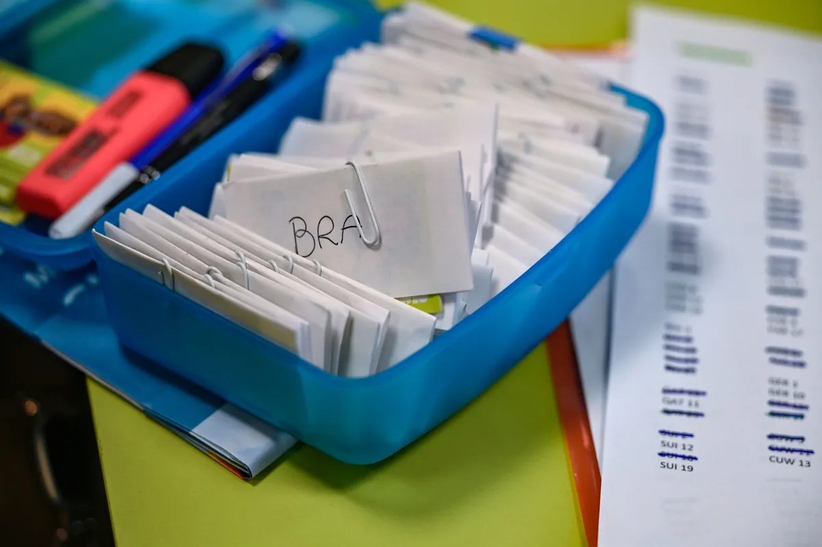Akribisches Sortieren hilft beim Tauschen. Sortierte Panini-Karten.